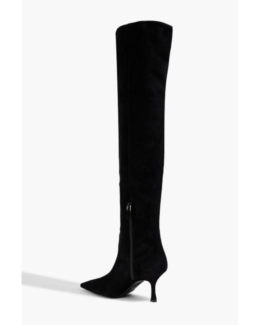 Stuart Weitzman Black Naomi 75 Suede Over-The-Knee Boots
