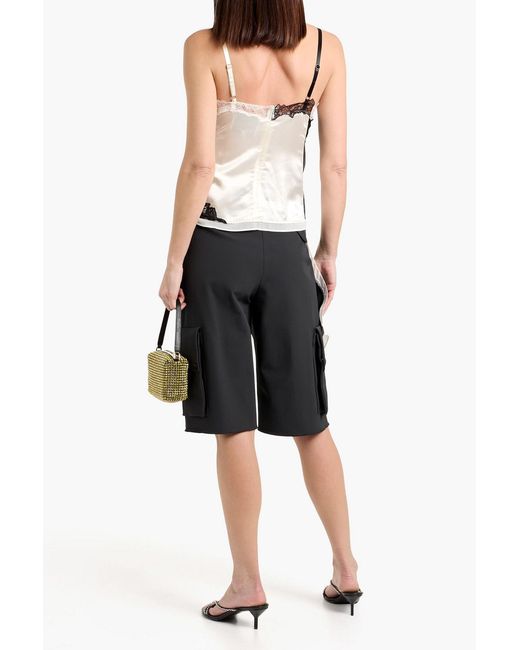 3.1 Phillip Lim Black Draped Lace-Trimmed Satin Camisole