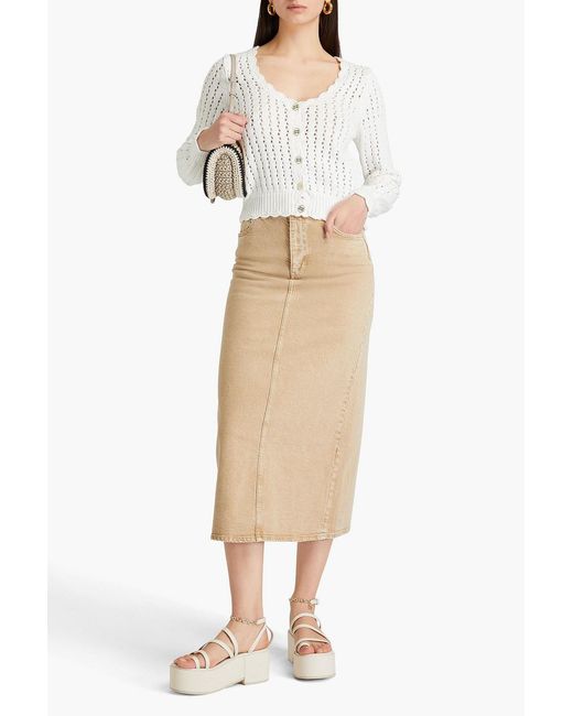 Maje Natural Denim Midi Pencil Skirt