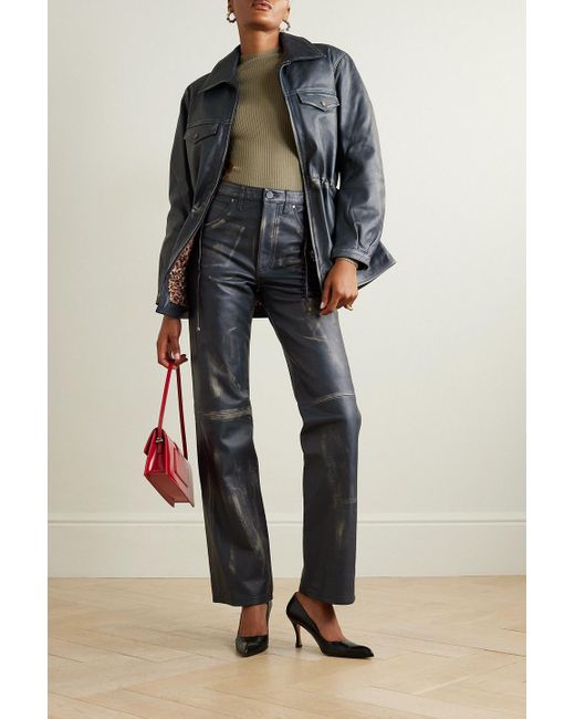 Dodo Bar Or Blue Tati hose mit geradem bein aus leder in distressed-optik