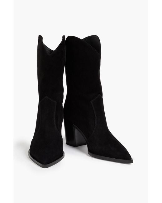 Gianvito Rossi Black Denver Suede Cowboy Boots