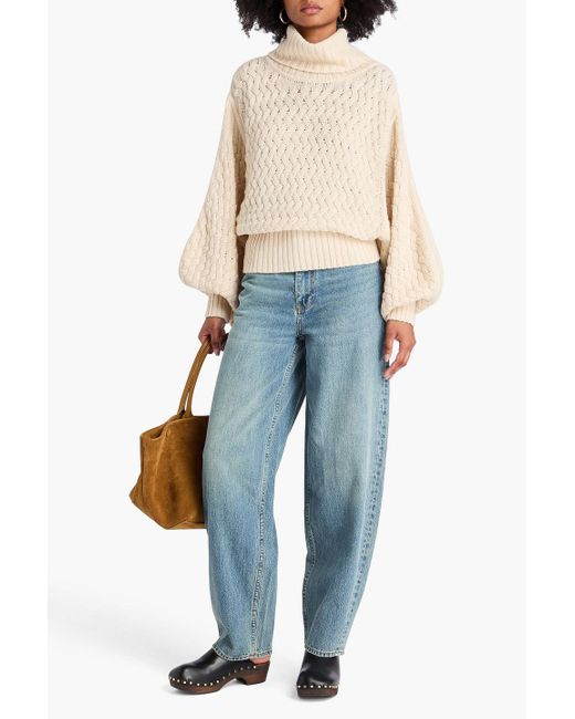 Zimmermann Natural Cable-Knit Wool And Cotton-Blend Turtleneck Sweater