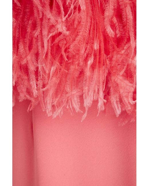 16Arlington Red Alder One-sleeve Feather-embellished Crepe Gown