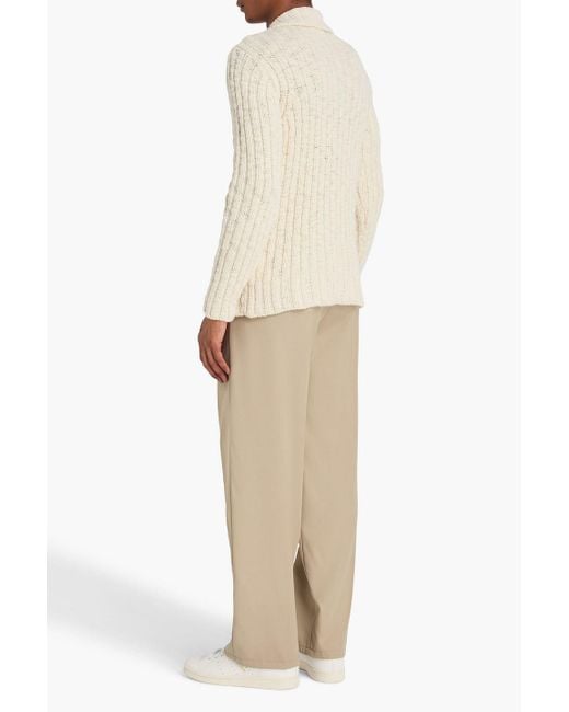 Sandro Natural Ribbed Wool Polo Sweater for men