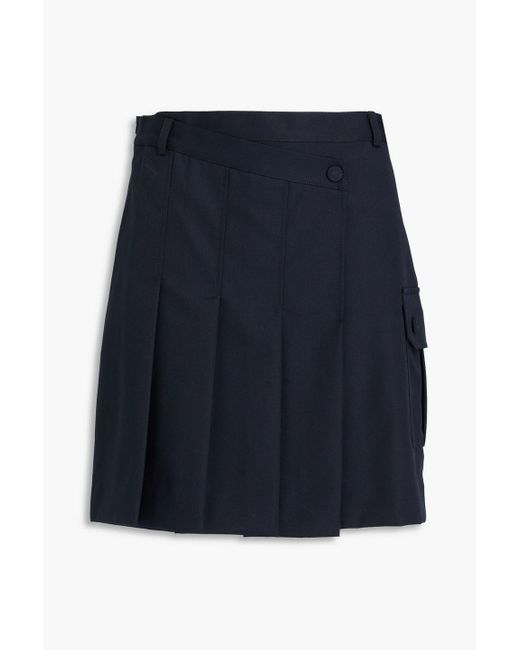 Sandro Blue Wrap-Effect Twill Mini Skirt