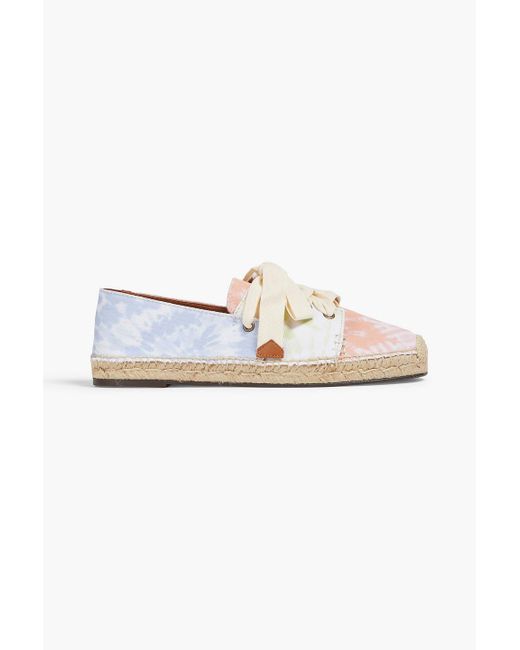 Zimmermann White Lace-up Tie-dyed Canvas Espadrilles