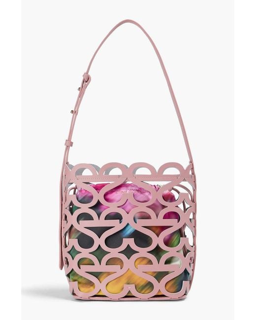 Stine Goya White Laser-Cut Leather Bucket Bag