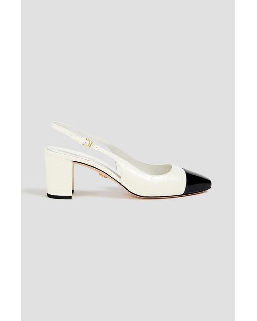 Veronica Beard White Cecile slingback-pumps aus lackleder mit krokodileffekt