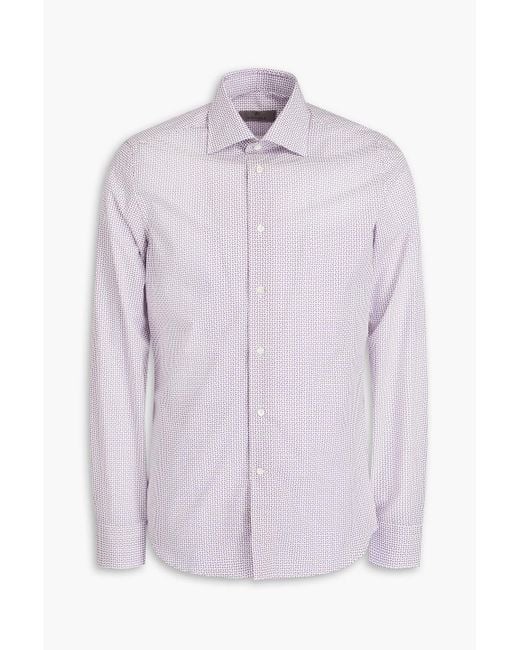 Canali Purple Printed Cotton-poplin Shirt for men