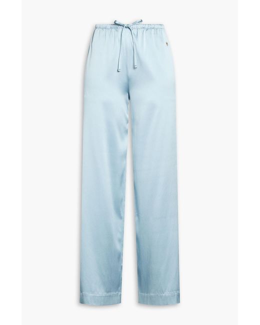 ÉTERNE Blue Brody Stretch-Silk Wide-Leg Pants