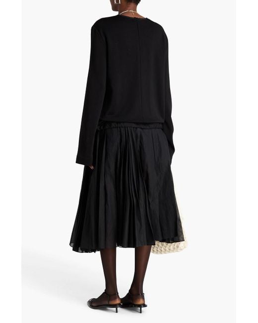 Jil Sander Black Twill-Trimmed Jersey Top