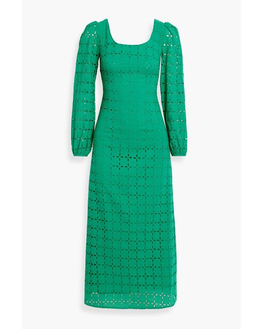 gucci green and red dress Poppy Field Fil Coup Silk Cape Dress