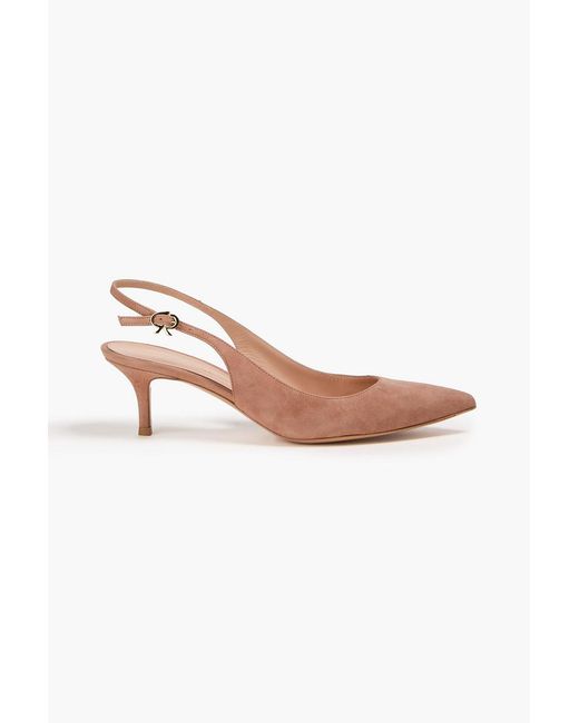 Gianvito Rossi Pink Ribbon Suede Slingback Pumps