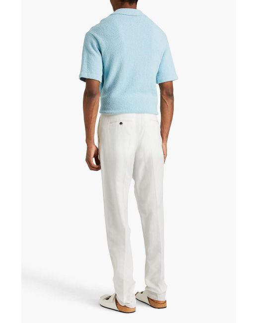 Emporio Armani White Cotton And Silk-blend Jacquard Pants for men
