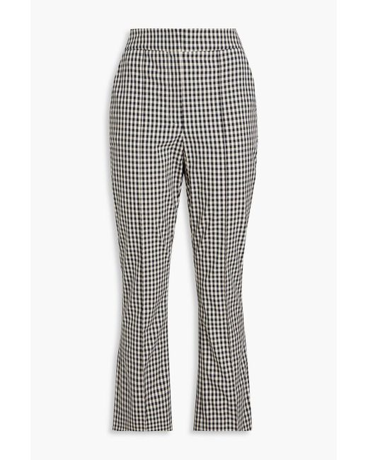 Veronica Beard Gray Gingham Cotton-blend Flared Pants