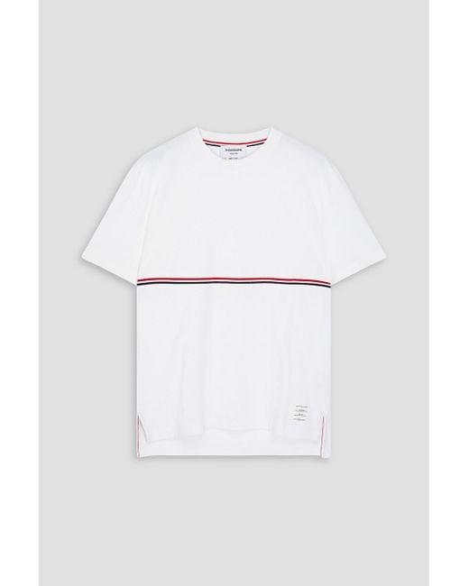 Thom Browne White Striped Cotton-Jersey T-Shirt for men