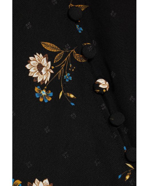 Veronica Beard Black Franconia Wrap-effect Floral-print Silk-blend Jacquard Midi Skirt