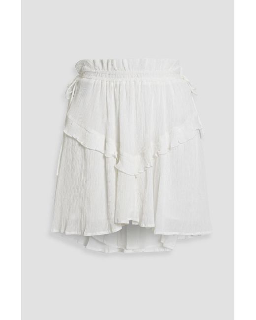 Isabel Marant White Itelo Ruffled Plissé Cotton-blend Mini Skirt