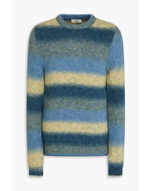 Sandro Blue Striped Knitted Sweater for men