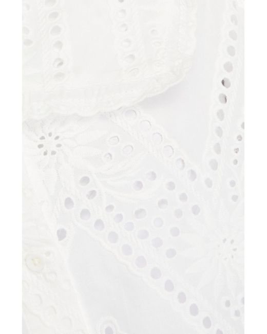 Maje White Hemd aus baumwolle mit lochstickerei und muschelsaum