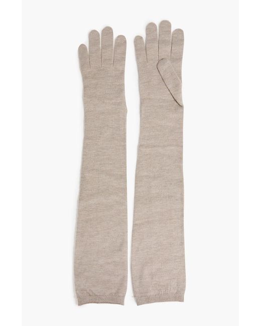 Brunello Cucinelli White Metallic Knitted Gloves