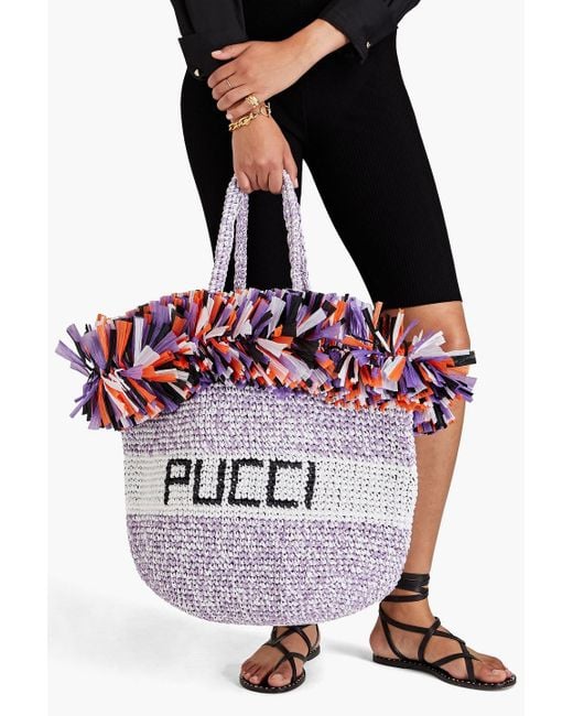 Emilio Pucci Red Fringed Straw Tote