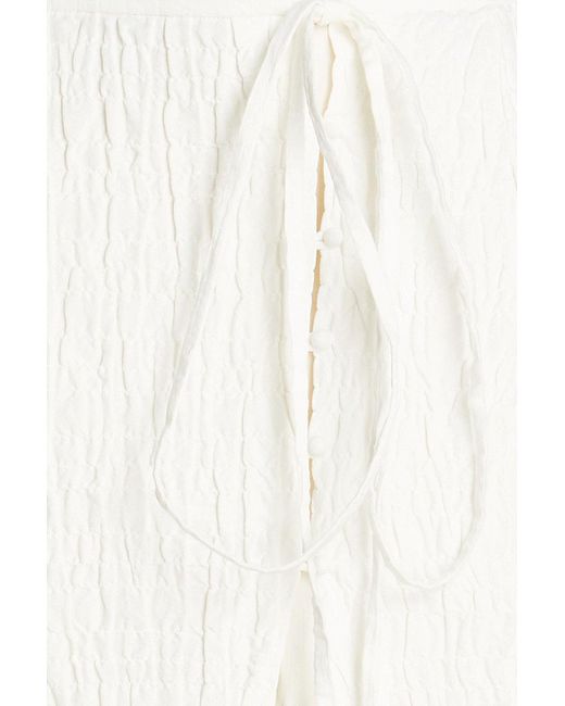 Rejina Pyo White Smocked Cotton-blend Midi Skirt
