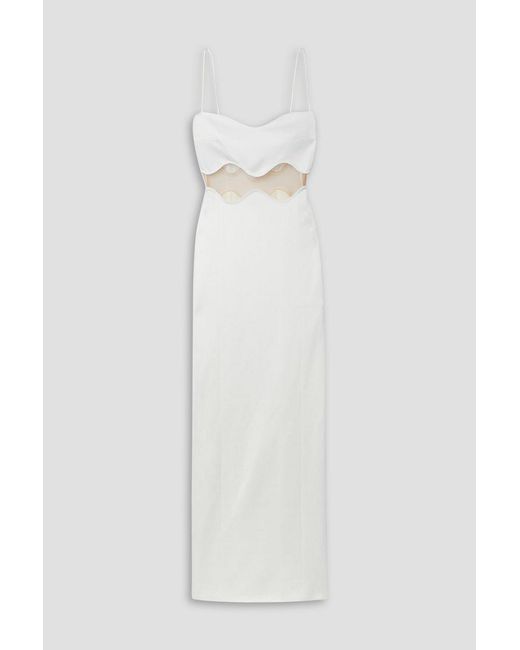 Galvan White Isola Bella Mesh-paneled Knitted Maxi Dress