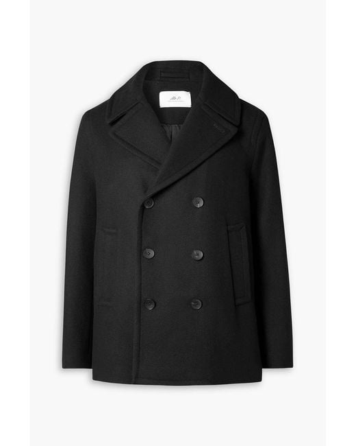 Mr P. Black Wool-Blend Twill Peacoat for men