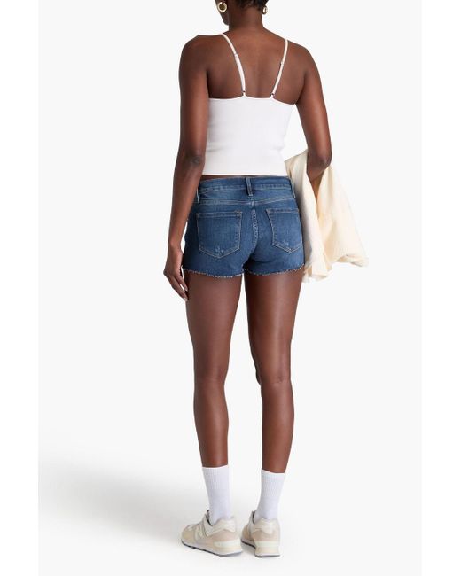 FRAME Blue Distressed Denim Shorts