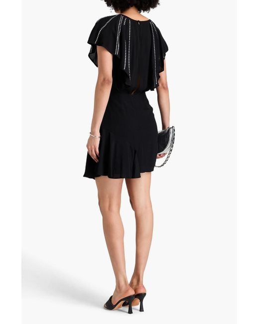 IRO Black Asymmetrisches minikleid aus crêpe mit nieten