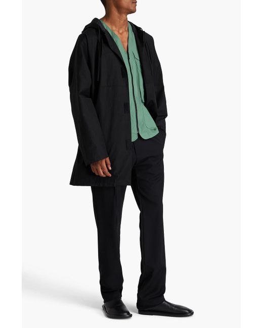 Studio Nicholson Black Cotton-blend Hooded Raincoat for men