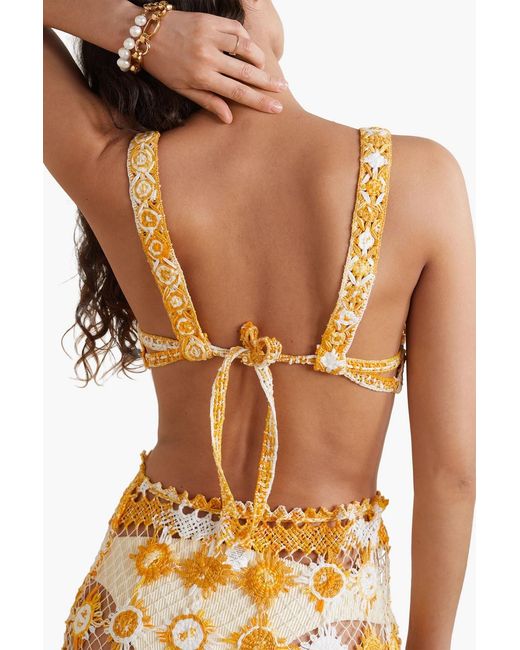 Miguelina Metallic Aline bikini-oberteil aus gehäkelter baumwolle