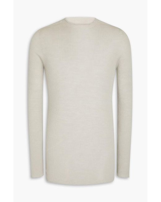 Rick Owens White Ribbed Wool Sweater for men