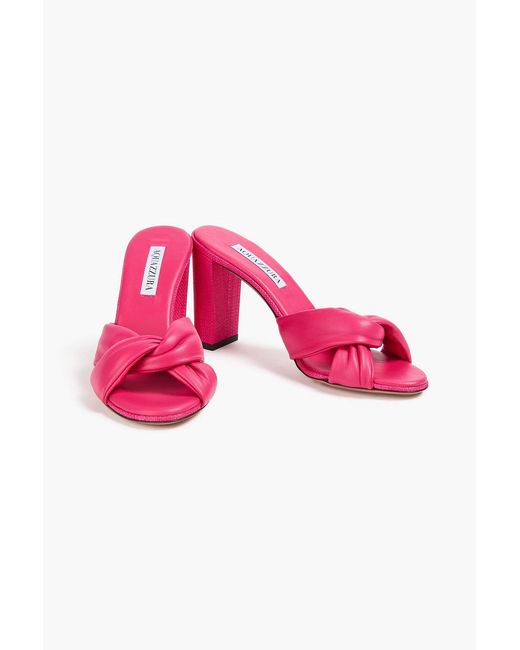 Aquazzura Pink Olie 85 Knotted Leather Mules