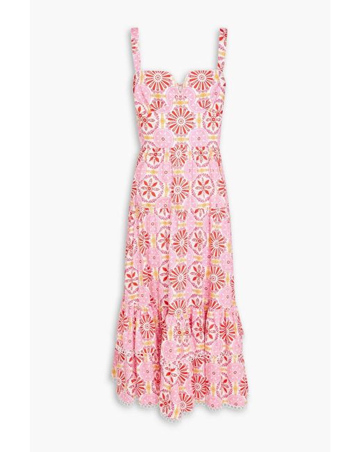 Borgo De Nor White Clio Printed Cotton-Poplin Midi Dress