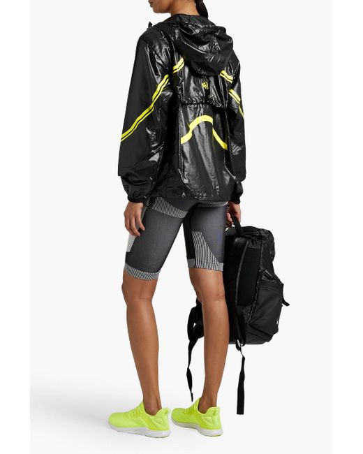 Adidas By Stella McCartney Black Logo-print Coated Shell Hooded Track Jacket
