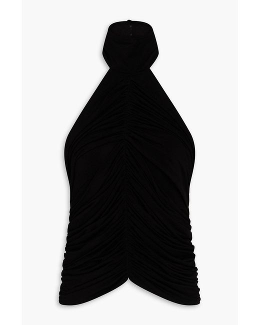 Magda Butrym Black Ruched Cupro-Blend Jersey Top