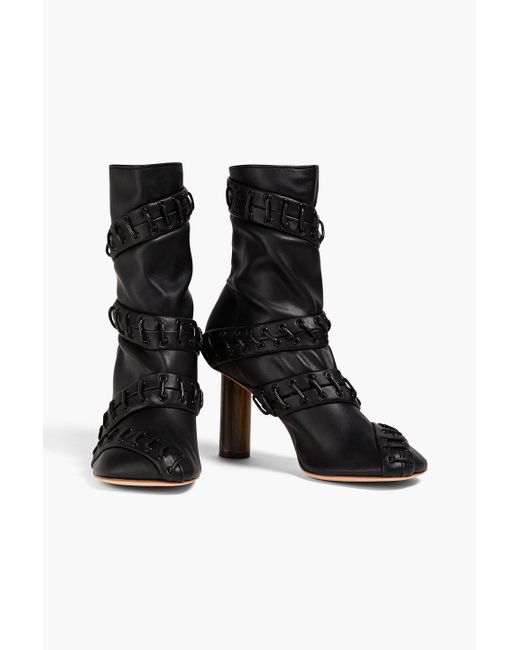 A.W.A.K.E. MODE Black Greta Lace-up Faux Leather Ankle Boots