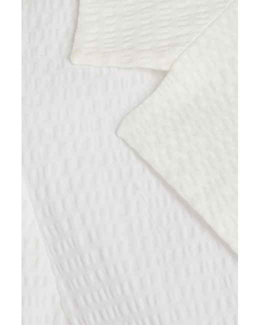 Claudie Pierlot White Cotton-Blend Seersucker Blazer