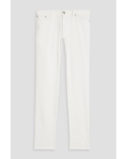 120% Lino White Slim-fit Linen-blend Pants for men
