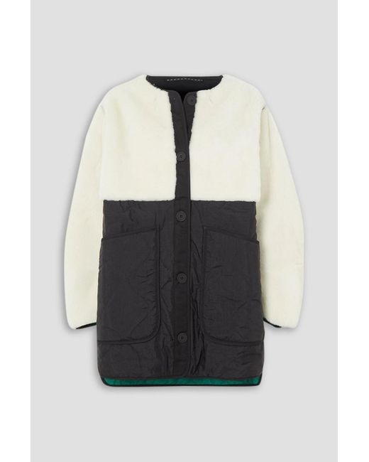 MARFA STANCE Black Reversible Paneled Shearling-trimmed Quilted Shell Jacket