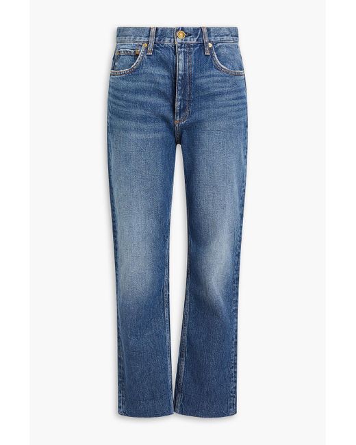 Rag & Bone Blue Cropped High-rise Straight-leg Jeans