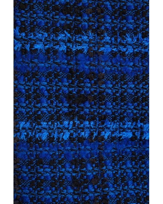 Sandro Blue Catane minirock aus bouclé-tweed mit denim-besatz