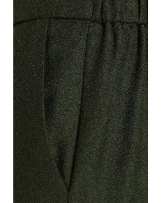 Theory Green Treeca Cropped Wool-flannel Tapered Pants