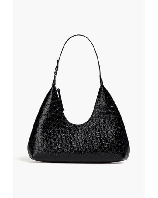 BY FAR Amber Croc effect Leather Shoulder Bag in Black Lyst