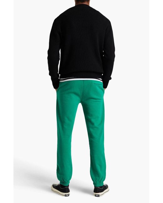 Maison Kitsuné Green Logo-print Cotton And Wool-blend Fleece Sweatpants for men