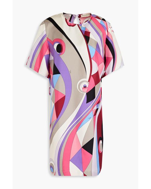 Emilio Pucci Pink Printed Silk-twill Mini Dress