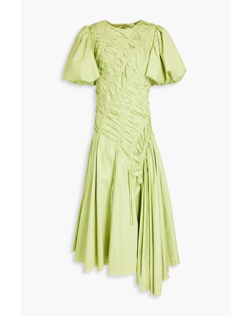 Aje. Green Siren Cutout Shirred Maxi Dress