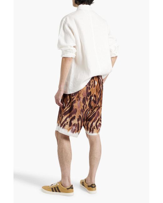 Marni Brown Leopard-print Woven Shorts for men